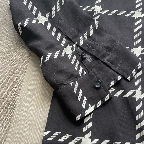Anine Bing Aspen Shirt in Black and White Plaid Button Up Long Sleeve - Picture 3 of 10